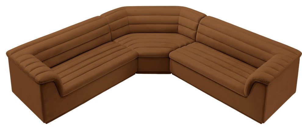 Cascade Upholstered Modular Sofa, Saddle, Velvet, Corner Sectional