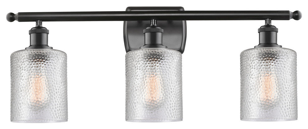 Cobbleskill 3-Light LED Bath Fixture, Matte Black, Glass: Clear