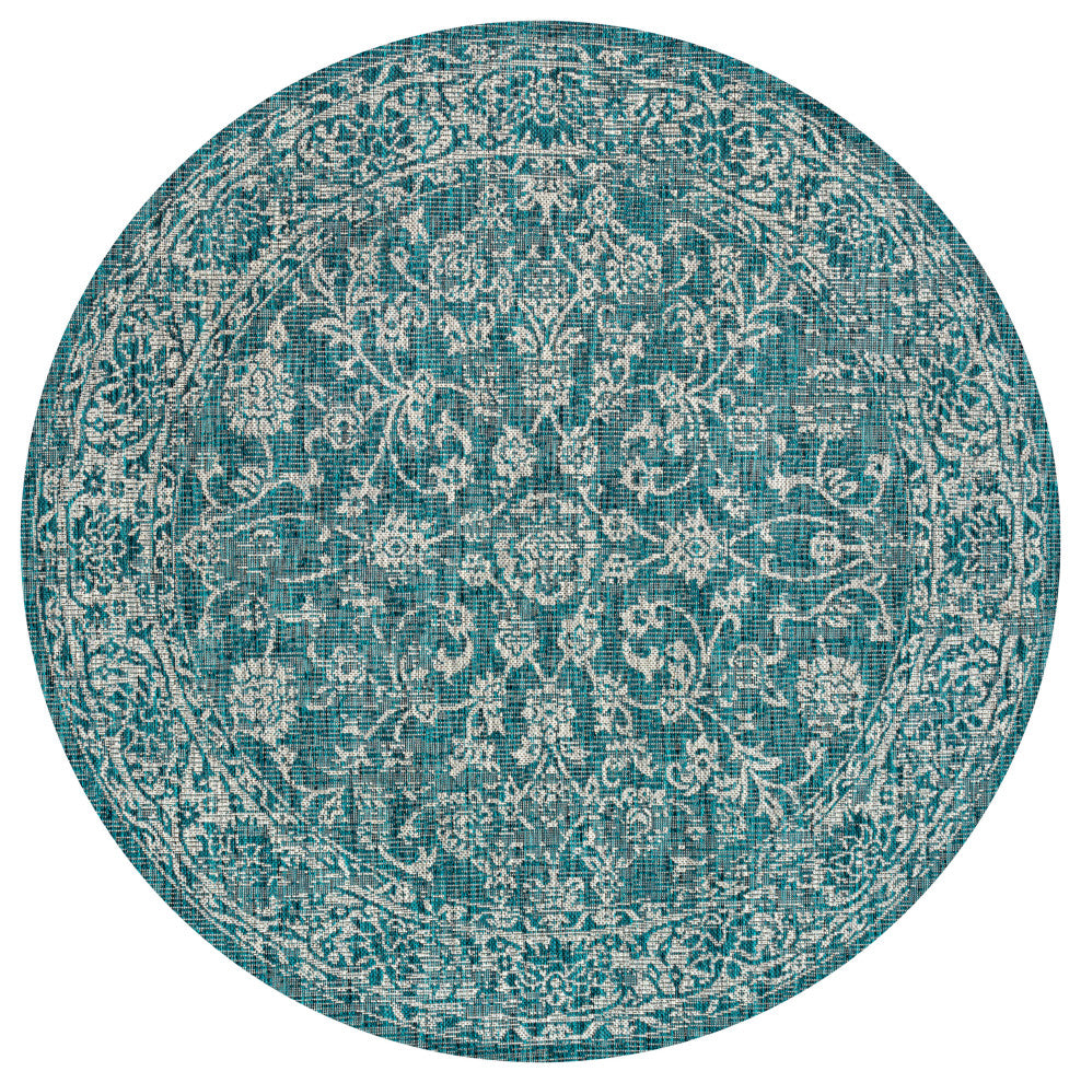 Tela Bohemian Textured Weave Floral Indoor/Outdoor Area Rug