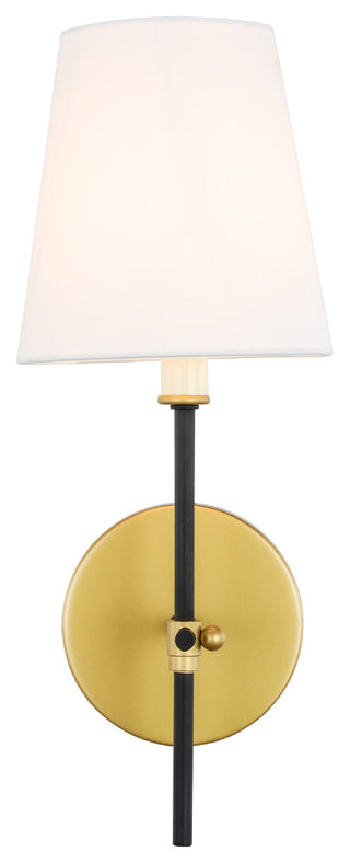 Brass And Black Finish And White Shade 1-Light Wall Sconce