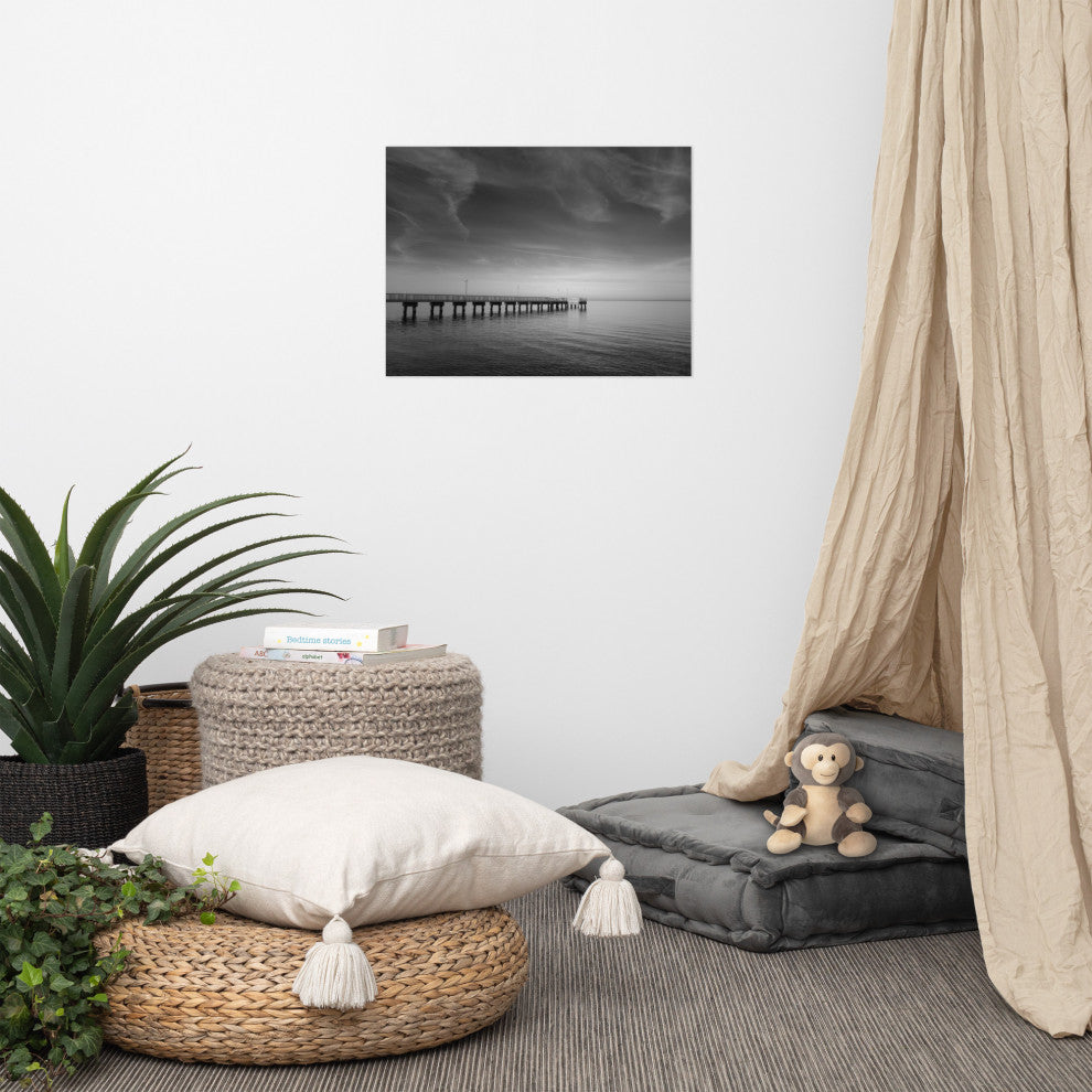 End of the Pier Landscape Photo, Beach Unframed Wall Art Print, 18" X 24"