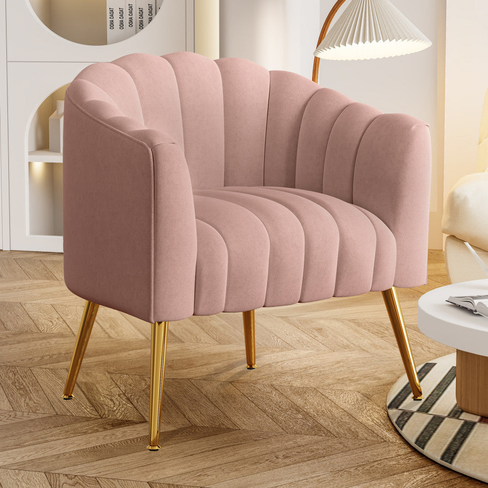 Oversized Pumpkin  Accent Chair,  Velvet Upholstered  Armchair for Living Room