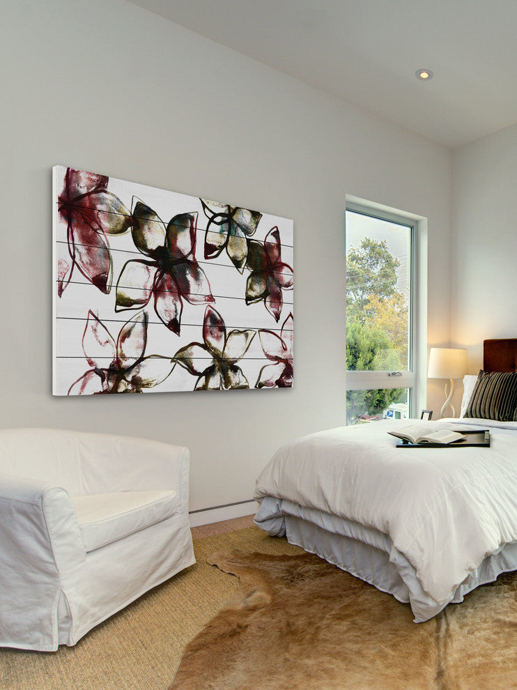 "A Floral Pattern" Print on White Wood, 45"x30"