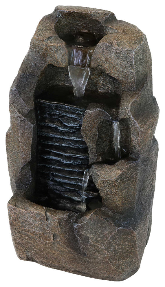 Sunnydaze Stony Rock Waterfall Indoor Tabletop Fountain, 11" Water Feature