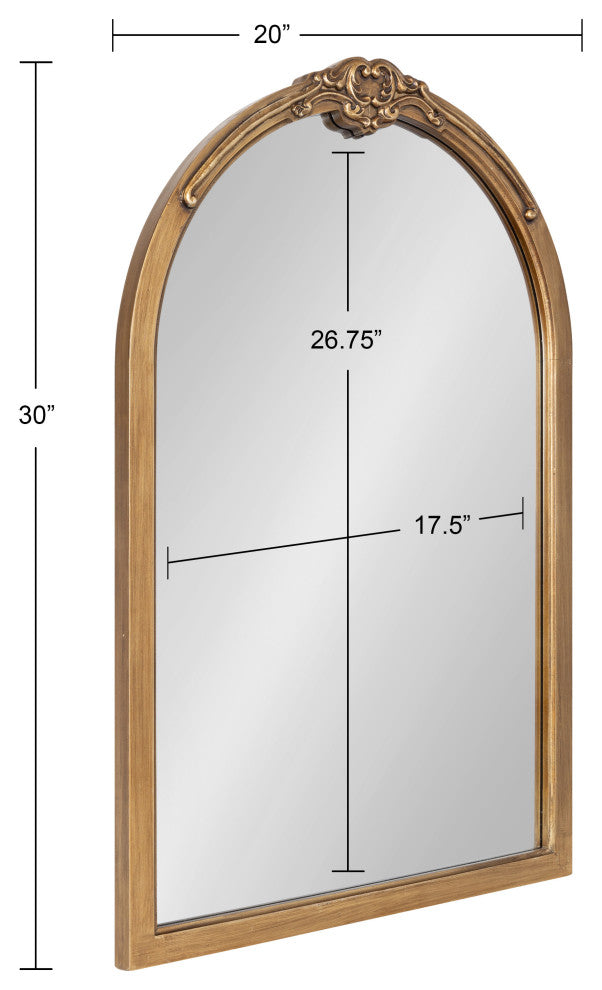 Astrid Traditional Arch Mirror, Gold 20"x30"