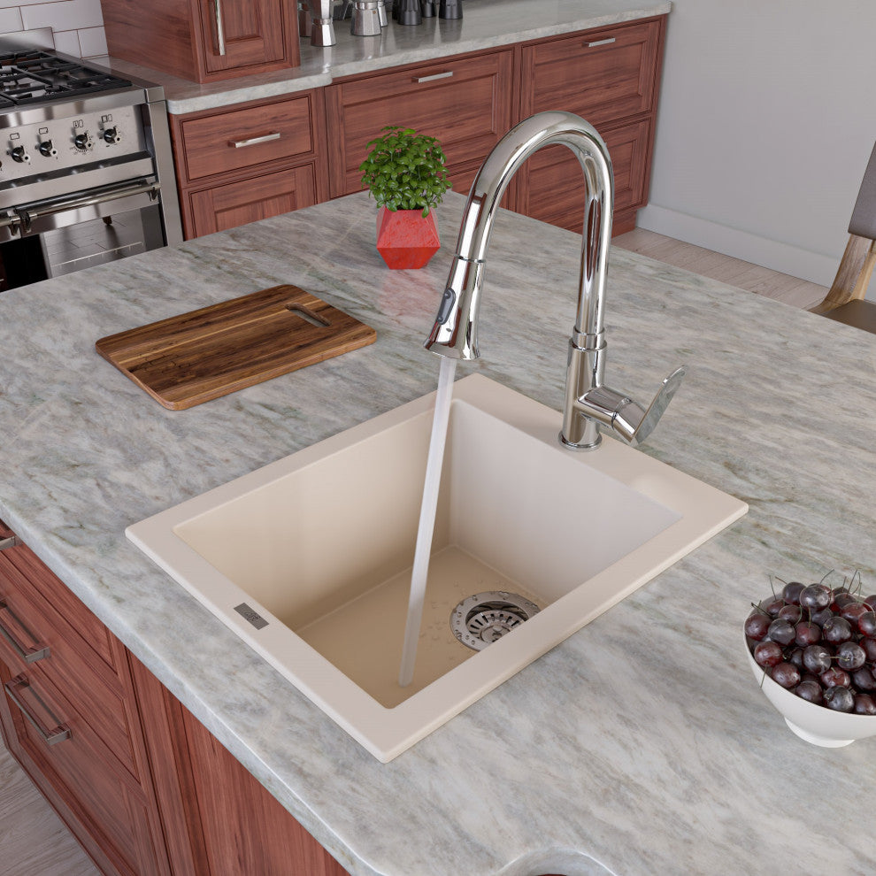 ALFI brand AB1720DI-B Biscuit 17" Drop-In Rectangular Granite Prep Sink