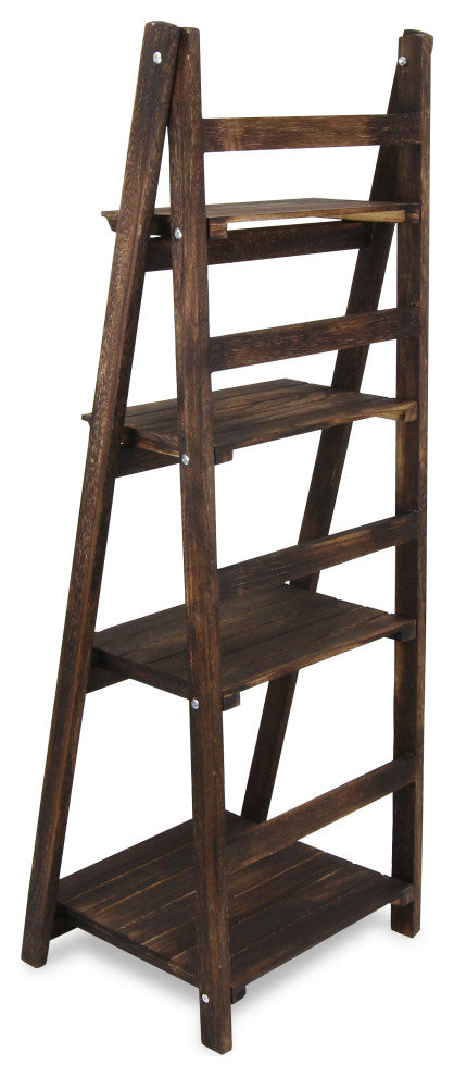 Finnigan Wood Stand, 4 Shelves, Brown