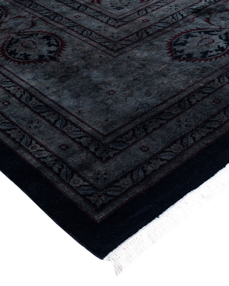 Overdyed, One-of-a-Kind Hand-Knotted Area Rug Black, 12'6"x17'10"
