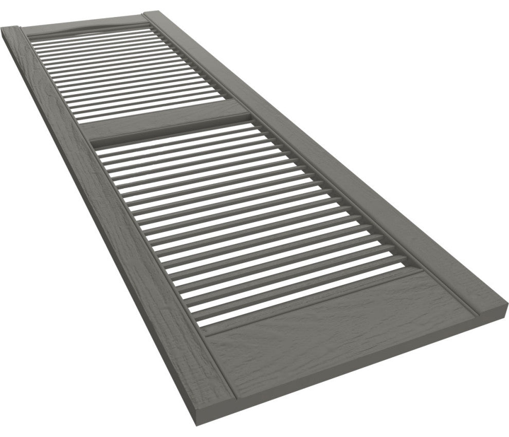 Lifetime Vinyl Standard Cathedral 2-Equal Louver Shutters, Clay