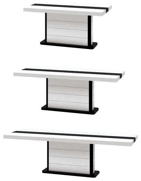 ZANOZA Dining Set, White/Black/White