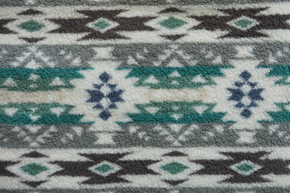 Sherpa Faux Throws 50"X60" Navajo Print Grey, Navajo Print Grey