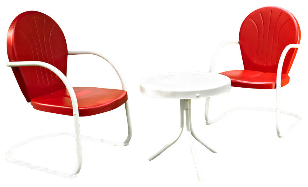 Griffith 3-Piece Metal Outdoor Conversation Seating Set, Red