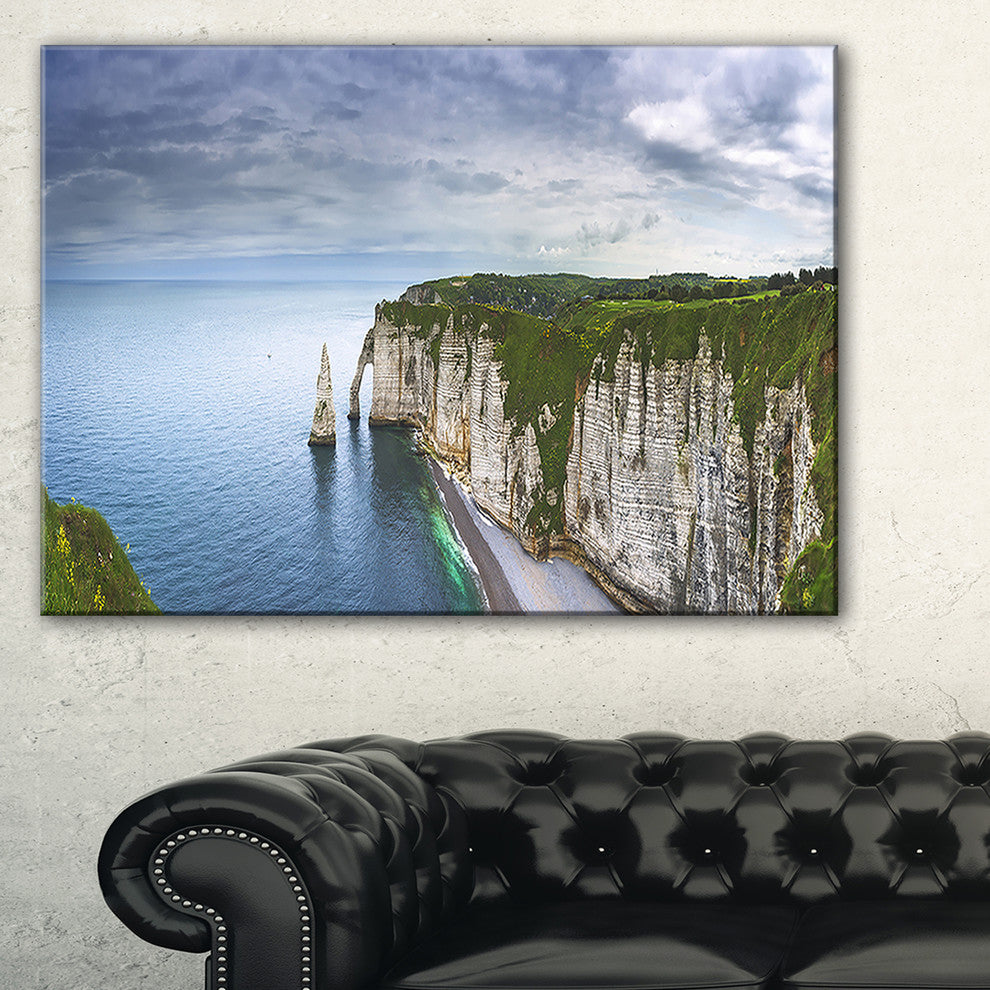 "Etretat Aval Cliff And Rocks" Oversized Beach Canvas Artwork, 40"x30"