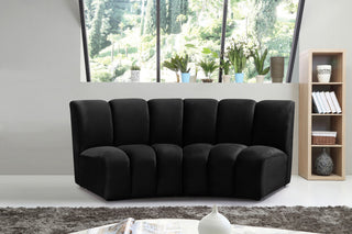 Infinity Channel Tufted Velvet Modular Chair, Black, 2 Piece