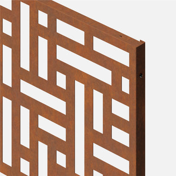 Alta Corten Steel Decorative Screen With Stand, Block