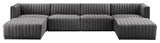 Conjure Channel Tufted Performance Velvet 6-Piece Sectional, Black Gray