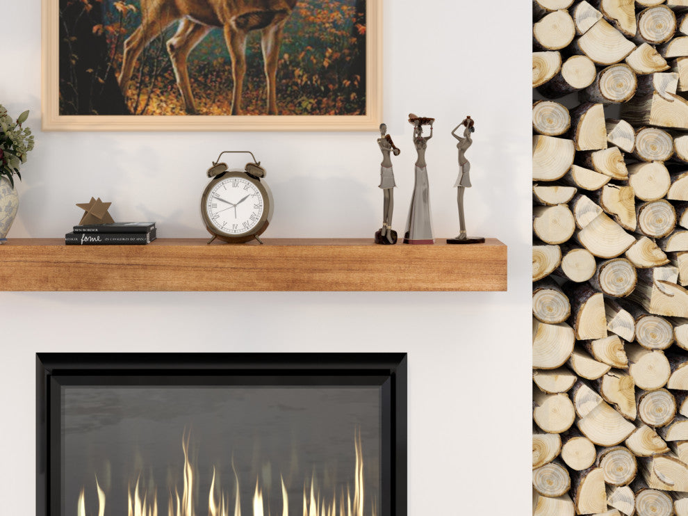 Modern Farmhouse Fireplace Mantels, Aged Oak, 72" L X 5.5" H X 6.25" D