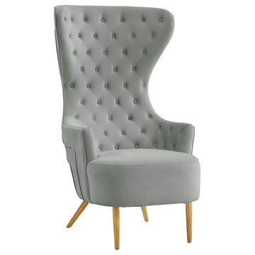 TOV Furniture Jezebel Grey Velvet Wingback Chair