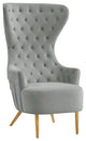 TOV Furniture Jezebel Grey Velvet Wingback Chair