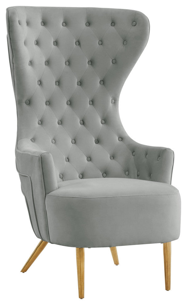 TOV Furniture Jezebel Grey Velvet Wingback Chair