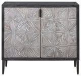 2 Door Sunburst Diamond Accent Chest Black Gray Shelves Rustic
