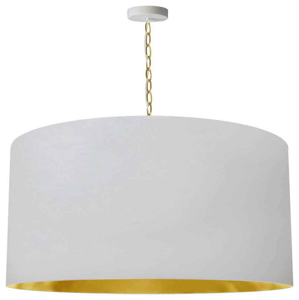 1 Light X-Large Braxton Aged Brass Pendant w/ White/Gold Shade