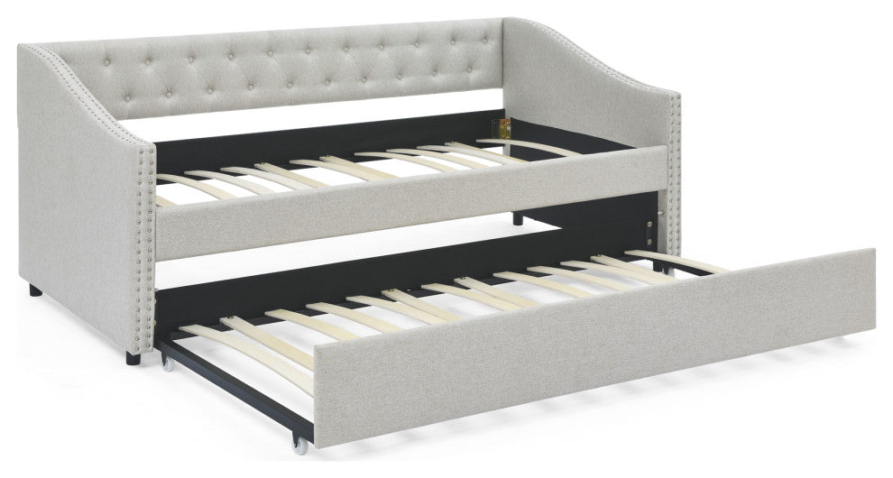 Gewnee Twin Size Daybed With Twin Size Trundle Upholstered Tufted Sofa Bed