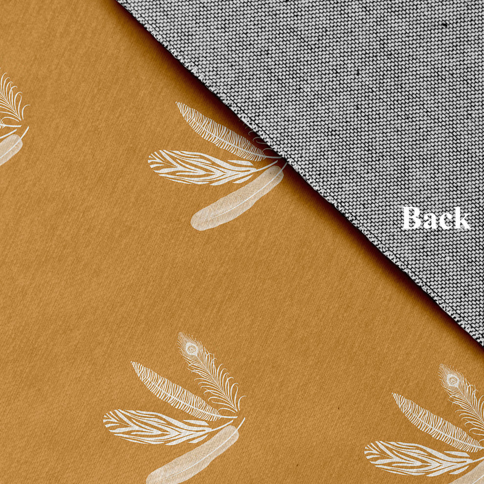 Feather Pattern Fall Design Chenille Area Rug, Yellow, 3'x5'