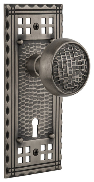 Craftsman Plate Privacy Craftsman Knob, Antique Pewter