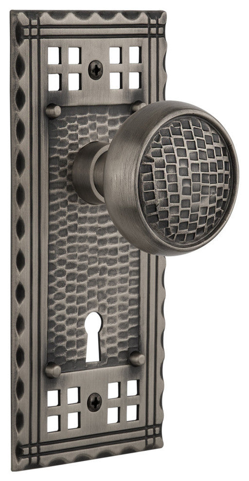 Craftsman Plate Privacy Craftsman Knob, Antique Pewter