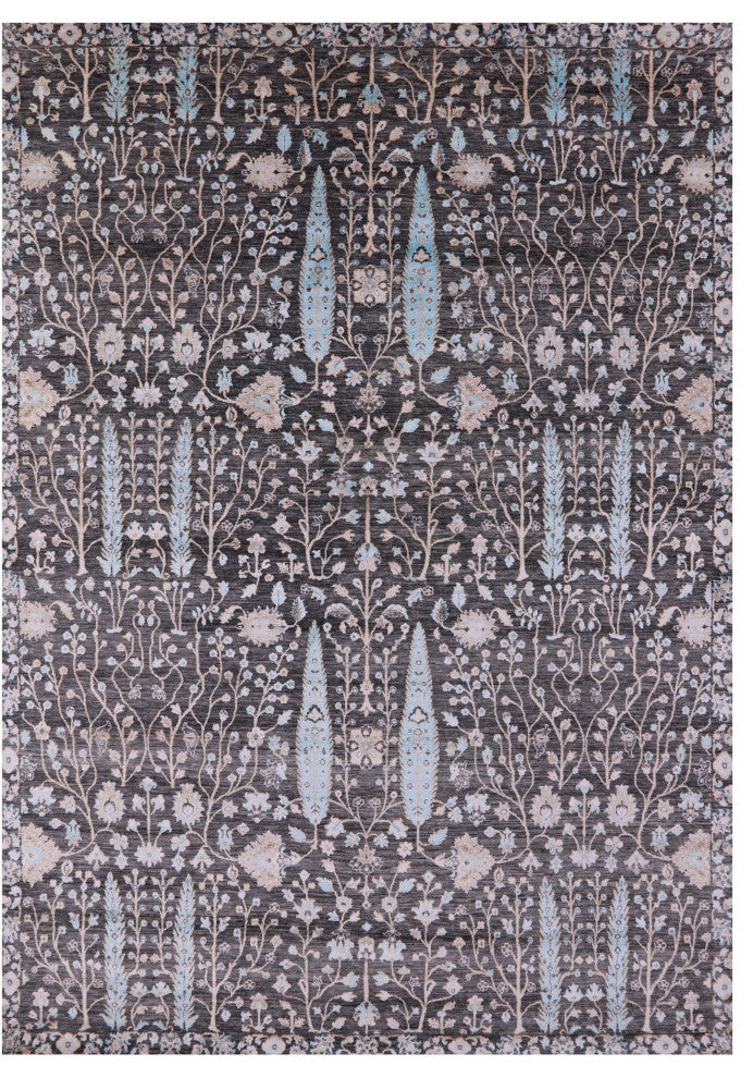 9' 0" X 12' 4" Persian Ziegler Wool and Silk Hand Knotted Rug Q11806