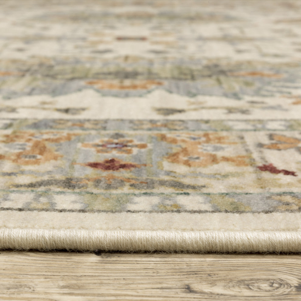 Leoness Oriental Indoor Area Rug, Ivory, 6'7" X 9'6"