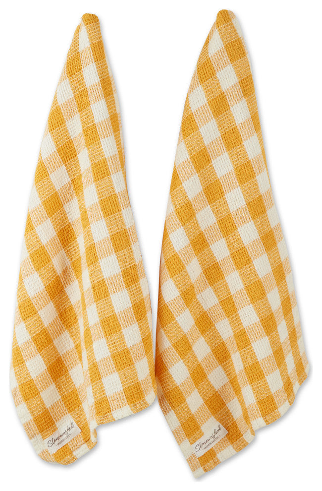 Butterscotch Checker Washed Waffle Dishtowel (Set of 2)