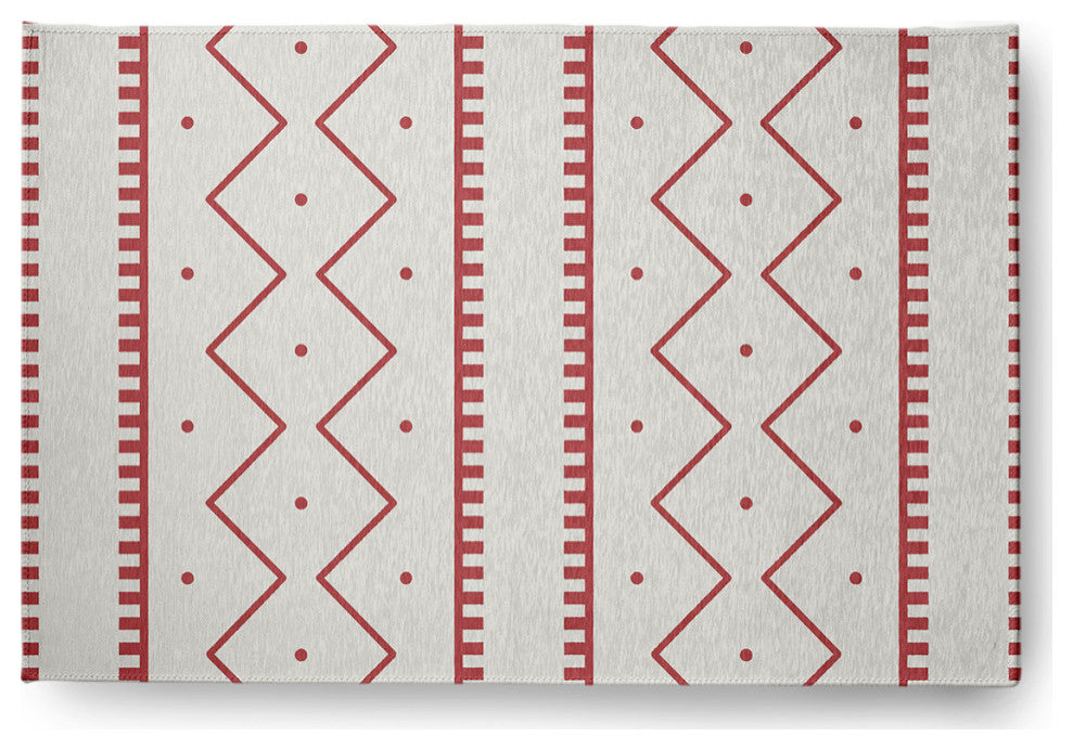 Mudcloth Spring Chenille Rug, Ligonberry Red, 2'x3'