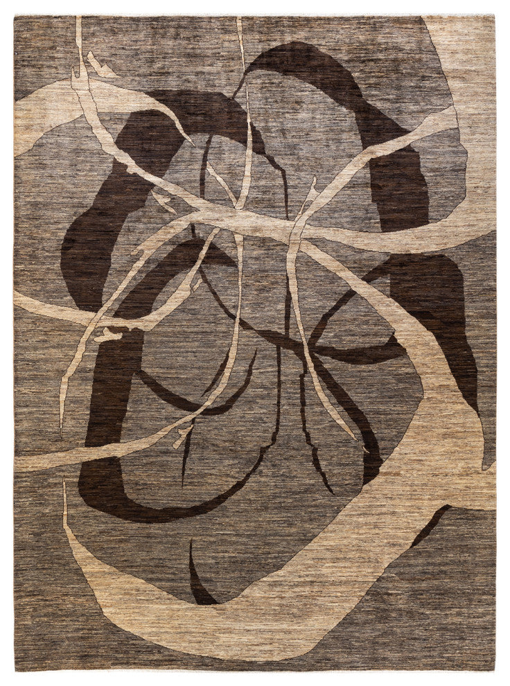 Eclectic, One-of-a-Kind Hand-Knotted Area Rug Beige, 8'10"x11'10"