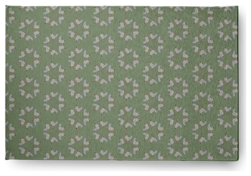 Chickens-go-round Easter Chenille Rug, Laurel Tree Green, 2'x3'
