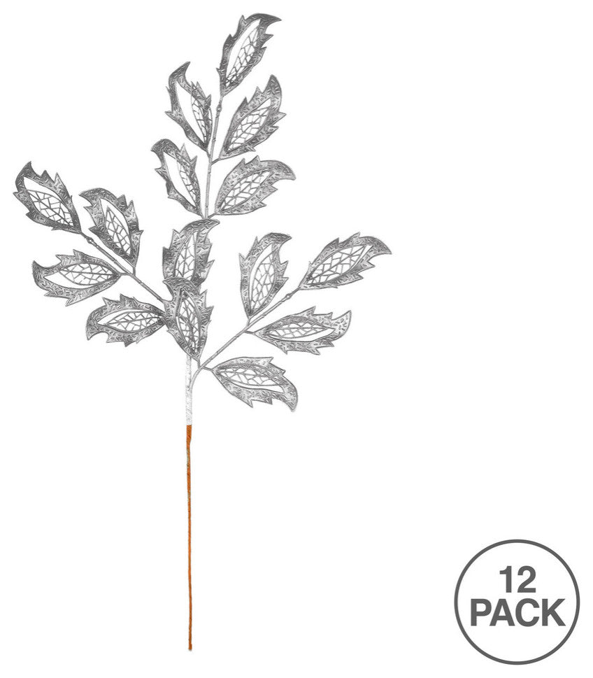 Vickerman L186607 22" Silver Matte Mistletoe Leaf Artificial Christmas Spray