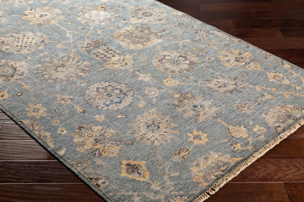 Surya Theodora THO-3006 Traditional Area Rug, Aqua, 9' x 13' Rectangle