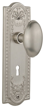 Meadows Plate Privacy Homestead Knob, Satin Nickel