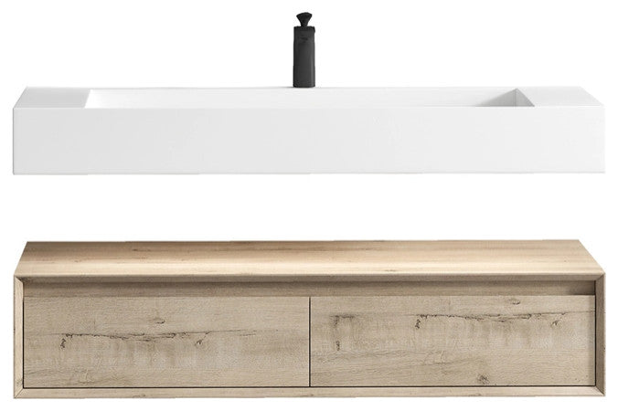 Alysa 48'' Floating Vanity, Acrylic Sink, Light White Oak