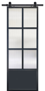 Modern French 6 Lite Clear Barn Door, 36" X 96"