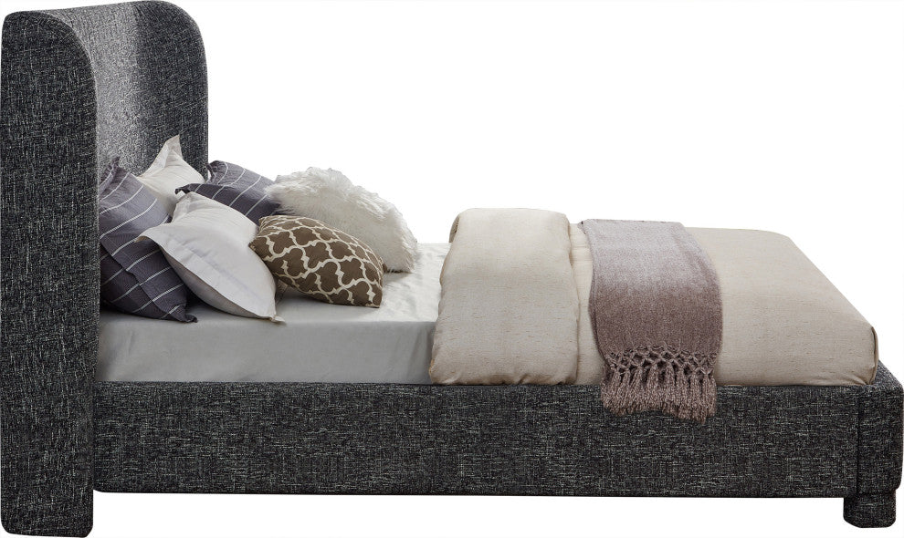 Penny Bed, Black, Queen, Linen Textured Fabric