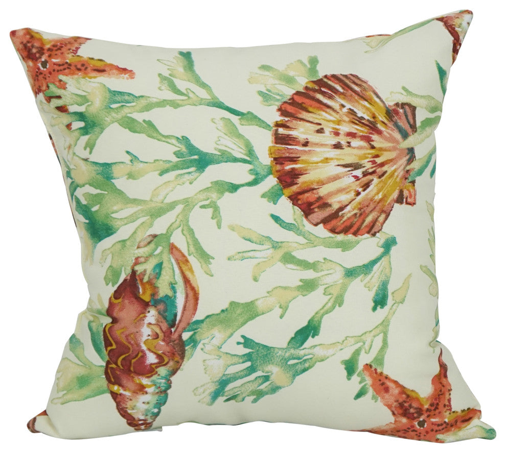 17" Square Polyester Outdoor Throw Pillows, Set of 4, Daytrip Reef