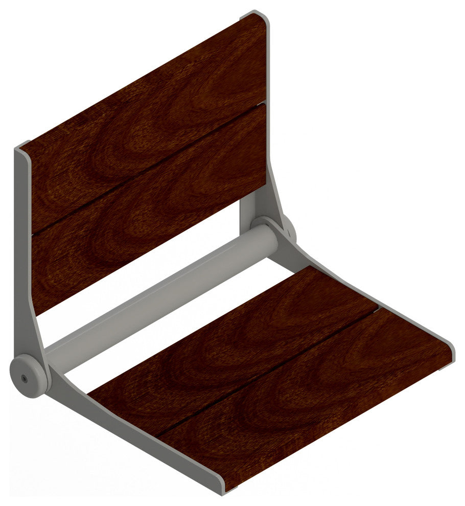 Invisia Brazilian Walnut SerenaSeat Fold Down Seat, Powder Coat Grey, 26"