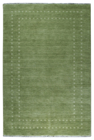 Handmade Wool Green Transitional Solid Rug, 12'x15'