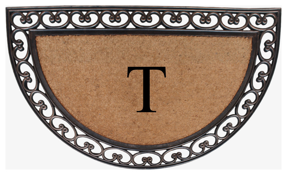 A1HC Natural Coir Monogrammed Door Mat For Front Door, 30"x48", T