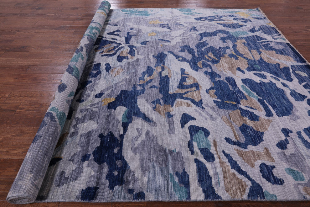 8' 11" X 11' 9" Abstract Handmade Wool Rug Q8578