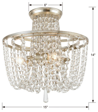 Crystorama ARC-1900-SA-CL-MWP, 3-Light Ceiling Mount, Antique Silver