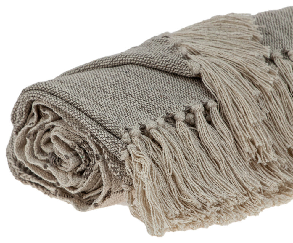 Parkland Collection Ishan Eclectic Beige 52" x 67" WOVEN HANDLOOM Throw