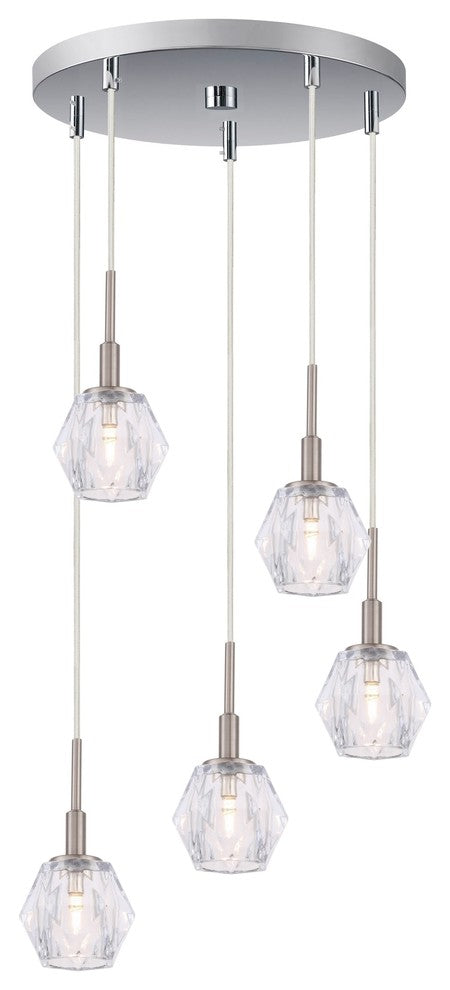 Woodbridge Lighting Jewel 5-Light Cluster Pendant, Satin Nickel